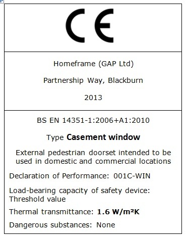 Homeframe CE Marking Casement